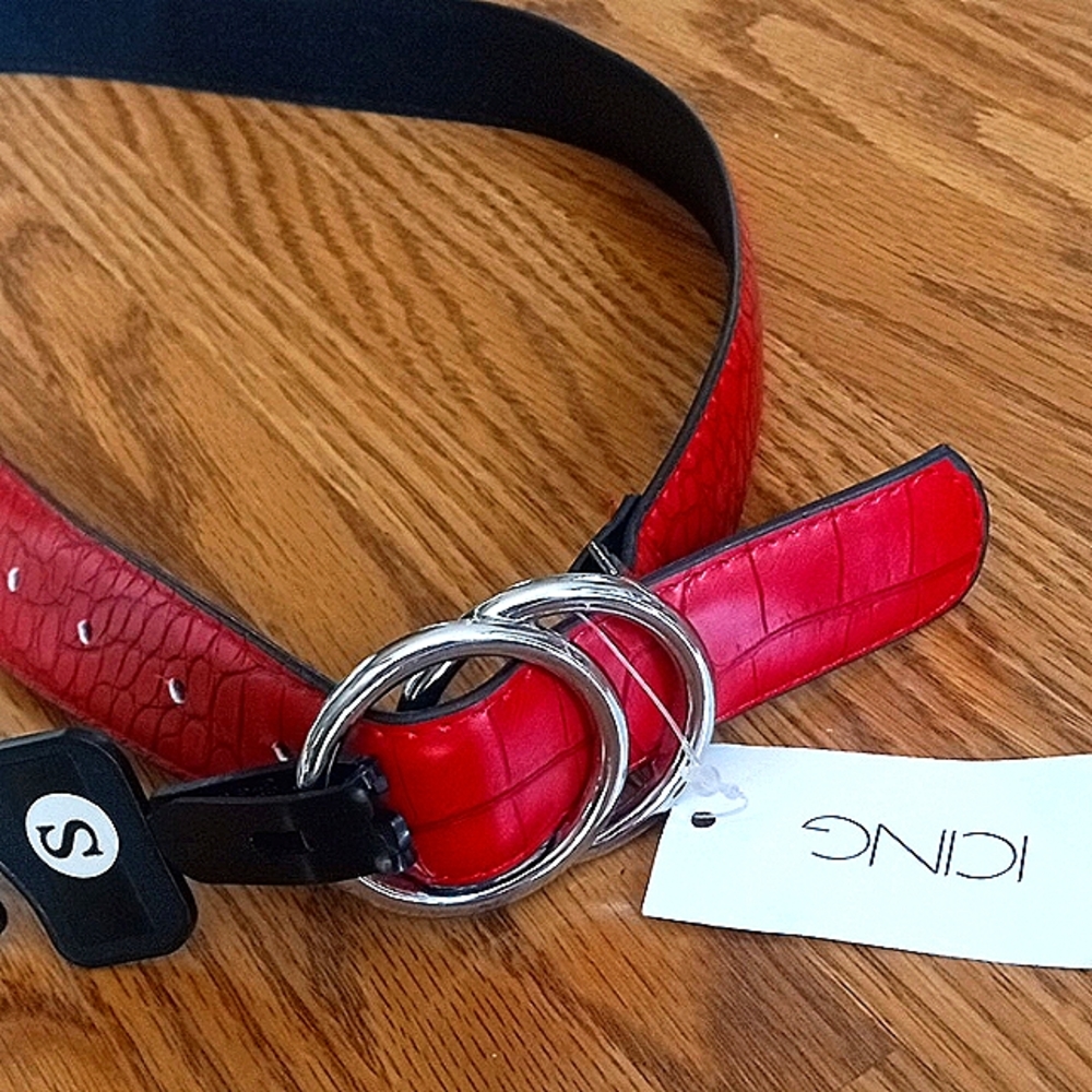 131 NWT Red Alligator Print Belt by Icing Sz S